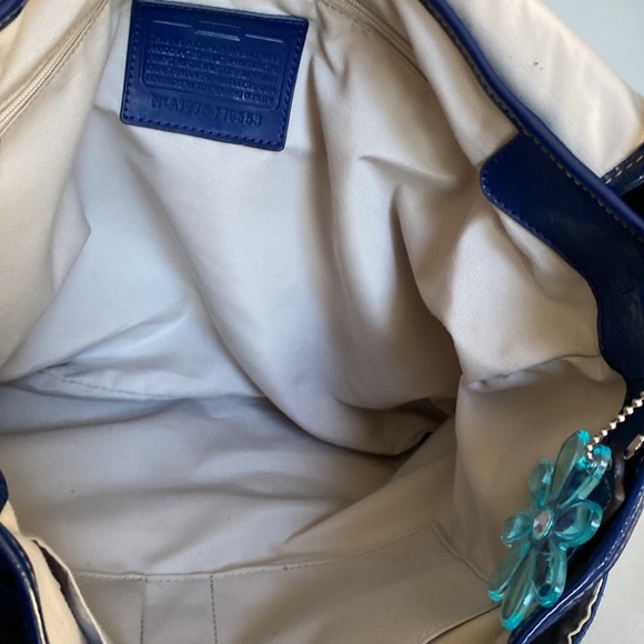 Coach Navy Blue Signature Shoulder Bag. - Picture 8 of 9